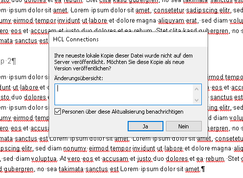 Publish dialog